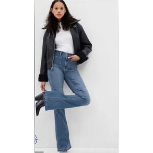 Gap Womens 70s High Rise Flare Patch Pocket Size 31/12 Blue Boho Retro 70s